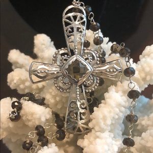Silpada Smokey Quartz & Sterling Silver Cross Necklace